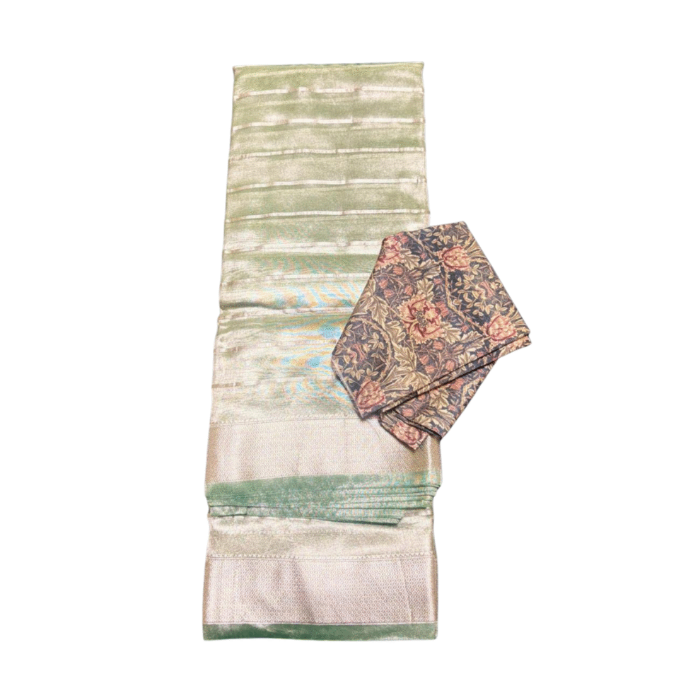 Sarvamangala Tissue Saree With Strip Design - TKS115