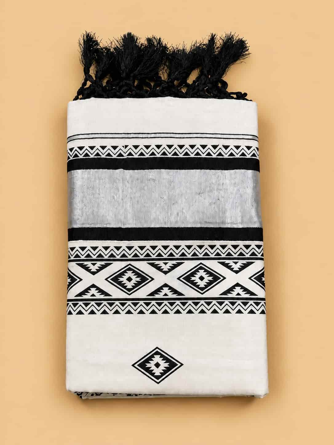 RAMSONS COTTON SILVER KASAVU SET SAREE – 4400